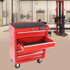 Armadietto Portautensili Robusto con Ruote, Cassettiera Mobile a 5 Cassetti con Sistema di Blocco, Organizer ad Alta Capacità per Garage, Officina, Casa, Rosso