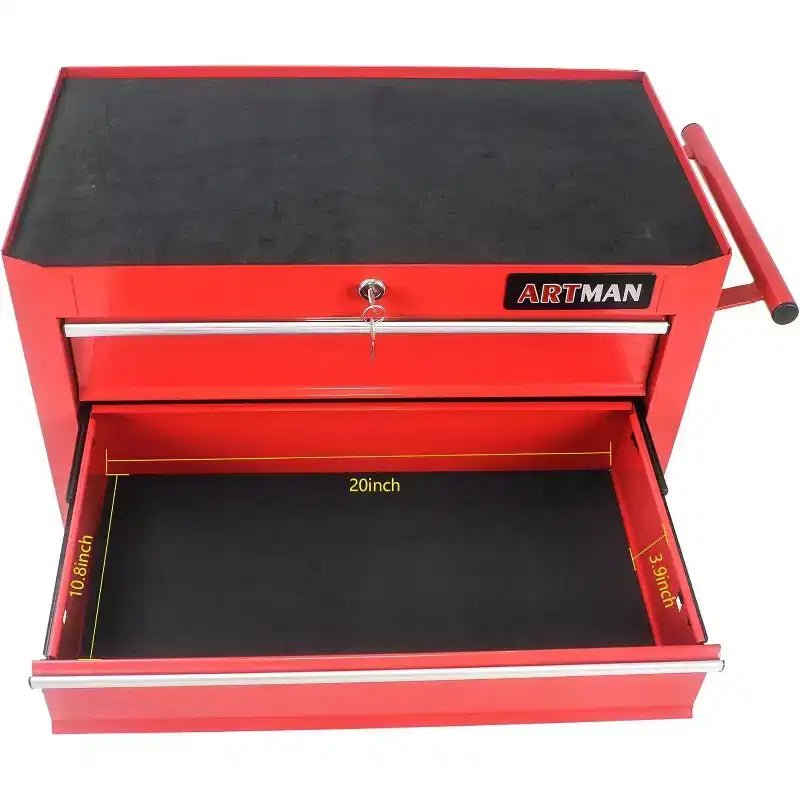 Armadietto Portautensili Robusto con Ruote, Cassettiera Mobile a 5 Cassetti con Sistema di Blocco, Organizer ad Alta Capacità per Garage, Officina, Casa, Rosso