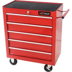 Armadietto Portautensili Robusto con Ruote, Cassettiera Mobile a 5 Cassetti con Sistema di Blocco, Organizer ad Alta Capacità per Garage, Officina, Casa, Rosso