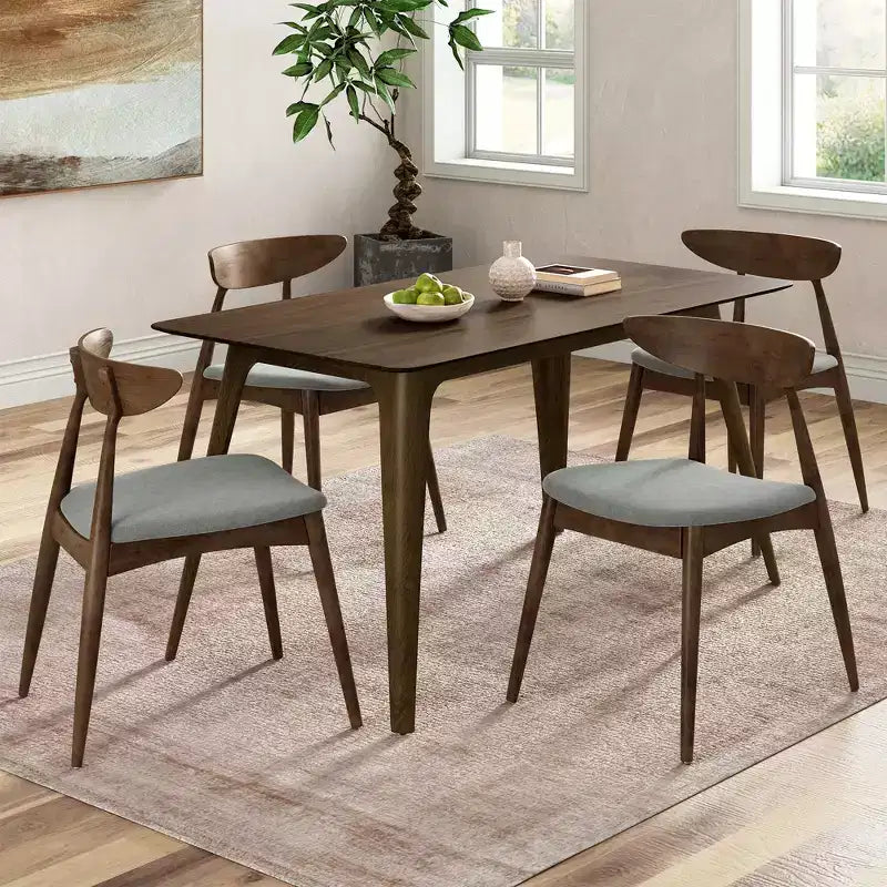 Sedia da pranzo Dryn moderna di metà secolo, imbottita in legno di hevea con schienale curvo
