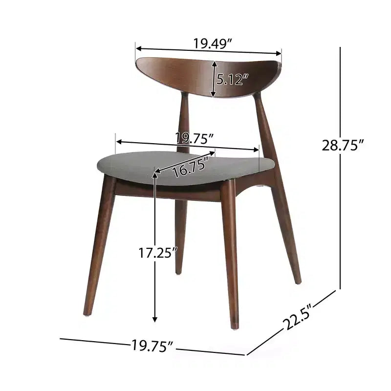 Sedia da pranzo Dryn moderna di metà secolo, imbottita in legno di hevea con schienale curvo