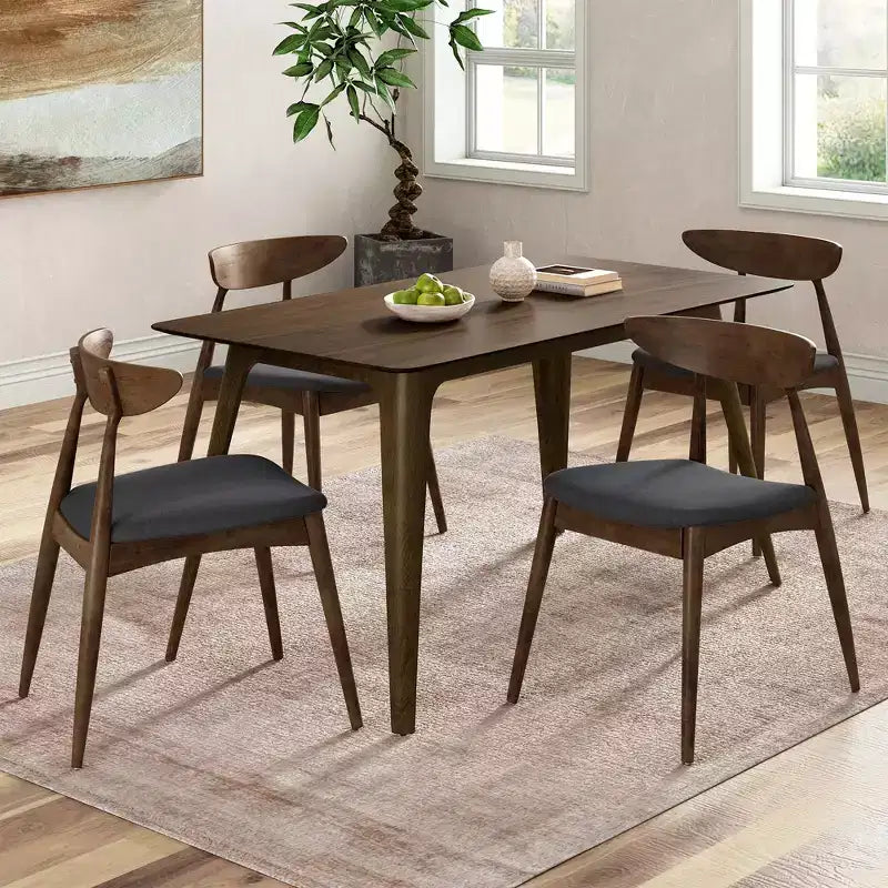 Sedia da pranzo Dryn moderna di metà secolo, imbottita in legno di hevea con schienale curvo