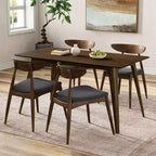 Christopher Knight Home Dryn Mid-Century Modern 5 Piece Rubberwood Upholsetered Dining Set with Curved Backrest