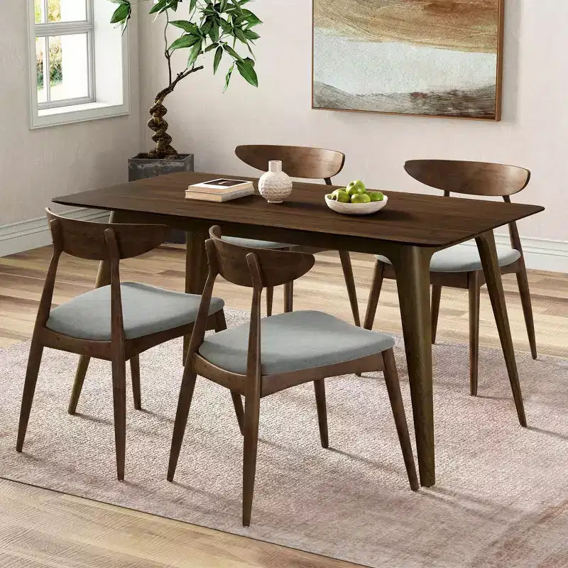 Sedia da pranzo Dryn moderna di metà secolo, imbottita in legno di hevea con schienale curvo