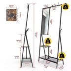 Appendiabiti con Specchio, Mobile Ingresso Multifunzione con Scarpiera, Mobile d'Arredo Industriale con Struttura in Alluminio per Soggiorno Camera da Letto