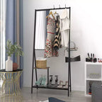 Appendiabiti con Specchio, Mobile Ingresso Multifunzione con Scarpiera, Mobile d'Arredo Industriale con Struttura in Alluminio per Soggiorno Camera da Letto