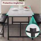 Tavolo da Cucina con 2 Panche Imbottite per 4 Persone, Tavolo Rettangolare in Metallo e Legno per Sala da Pranzo, Spazi Piccoli, Appartamento