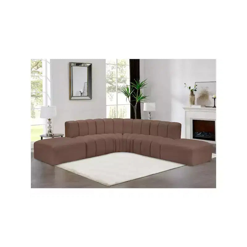Divano componibile Arc in pelle vegana marrone