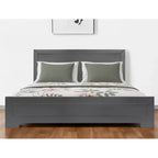 Letto King Size con Struttura in Legno e Pannelli Intarsiati Grigio