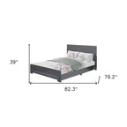 Letto King Size con Struttura in Legno e Pannelli Intarsiati Grigio