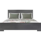 Letto King Size con Struttura in Legno e Pannelli Intarsiati Grigio