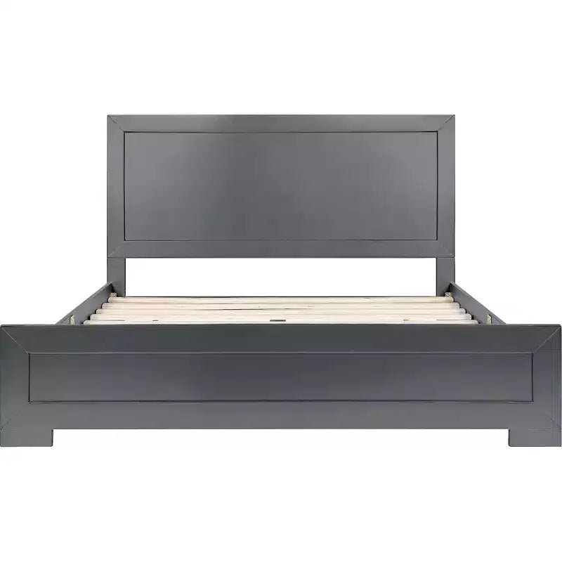 Letto King Size con Struttura in Legno e Pannelli Intarsiati Grigio