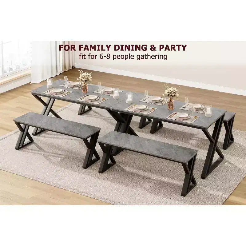 Tavolo da pranzo con panche, tavolo da cucina per 4 persone, struttura robusta in metallo, tavolo da pranzo salvaspazio per appartamento, cucina, sala da pranzo