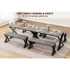 Tavolo da pranzo con panche, tavolo da cucina per 4 persone, struttura robusta in metallo, tavolo da pranzo salvaspazio per appartamento, cucina, sala da pranzo
