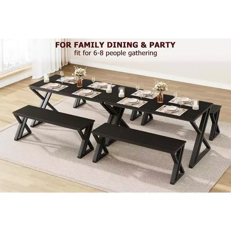 Tavolo da pranzo con panche, tavolo da cucina per 4 persone, struttura robusta in metallo, tavolo da pranzo salvaspazio per appartamento, cucina, sala da pranzo