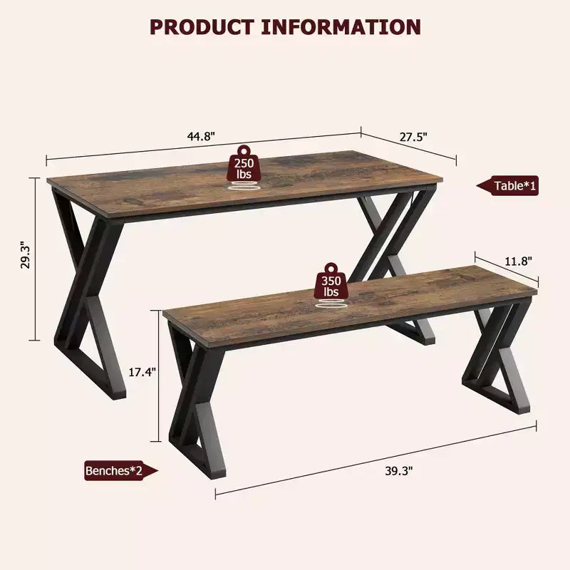 Tavolo da pranzo con panche, tavolo da cucina per 4 persone, struttura robusta in metallo, tavolo da pranzo salvaspazio per appartamento, cucina, sala da pranzo