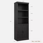 Librerie rustiche con ante, Libreria a 5 ripiani con contenitore, Mobiletto in legno per soggiorno, casa, ufficio, camera da letto