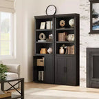 Librerie rustiche con ante, Libreria a 5 ripiani con contenitore, Mobiletto in legno per soggiorno, casa, ufficio, camera da letto