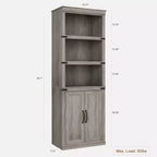 Librerie rustiche con ante, Libreria a 5 ripiani con contenitore, Mobiletto in legno per soggiorno, casa, ufficio, camera da letto