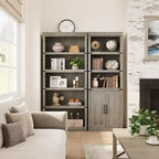 Librerie rustiche con ante, Libreria a 5 ripiani con contenitore, Mobiletto in legno per soggiorno, casa, ufficio, camera da letto