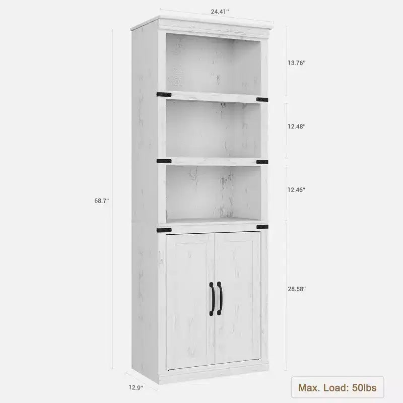 Librerie rustiche con ante, Libreria a 5 ripiani con contenitore, Mobiletto in legno per soggiorno, casa, ufficio, camera da letto