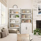 Librerie rustiche con ante, Libreria a 5 ripiani con contenitore, Mobiletto in legno per soggiorno, casa, ufficio, camera da letto