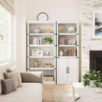 Librerie rustiche con ante, Libreria a 5 ripiani con contenitore, Mobiletto in legno per soggiorno, casa, ufficio, camera da letto