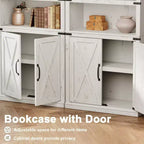 Librerie rustiche con ante, Libreria a 5 ripiani con contenitore, Mobiletto in legno per soggiorno, casa, ufficio, camera da letto
