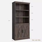 Librerie rustiche con ante, Libreria a 5 ripiani con contenitore, Mobiletto in legno per soggiorno, casa, ufficio, camera da letto