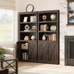 Librerie rustiche con ante, Libreria a 5 ripiani con contenitore, Mobiletto in legno per soggiorno, casa, ufficio, camera da letto