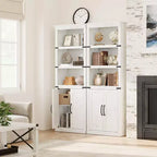 Librerie rustiche con ante, Libreria a 5 ripiani con contenitore, Mobiletto in legno per soggiorno, casa, ufficio, camera da letto