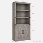 Librerie rustiche con ante, Libreria a 5 ripiani con contenitore, Mobiletto in legno per soggiorno, casa, ufficio, camera da letto