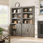 Librerie rustiche con ante, Libreria a 5 ripiani con contenitore, Mobiletto in legno per soggiorno, casa, ufficio, camera da letto