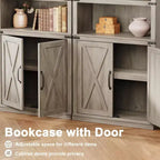 Librerie rustiche con ante, Libreria a 5 ripiani con contenitore, Mobiletto in legno per soggiorno, casa, ufficio, camera da letto