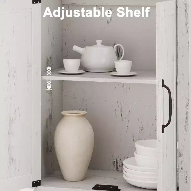 Librerie rustiche con ante, Libreria a 5 ripiani con contenitore, Mobiletto in legno per soggiorno, casa, ufficio, camera da letto