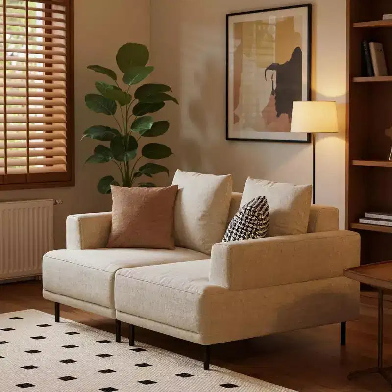 Divano Sezionale Modulare Larghezza 168 cm, in Tessuto, Stile Moderno di Metà Secolo, con Seduta Accogliente, Adatto per Soggiorno - Beige