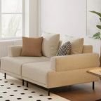 Divano Sezionale Modulare Larghezza 168 cm, in Tessuto, Stile Moderno di Metà Secolo, con Seduta Accogliente, Adatto per Soggiorno - Beige