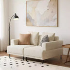 Divano Sezionale Modulare Larghezza 168 cm, in Tessuto, Stile Moderno di Metà Secolo, con Seduta Accogliente, Adatto per Soggiorno - Beige