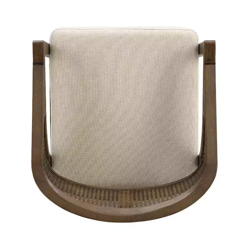Sgabelli da bar Austin in legno di Hevea rivestiti con schienale curvo in canna ad altezza bancone noce/beige