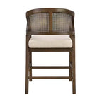 Sgabelli da bar Austin in legno di Hevea rivestiti con schienale curvo in canna ad altezza bancone noce/beige