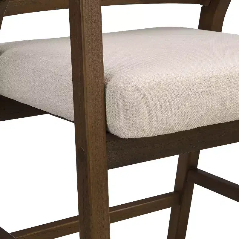 Sgabelli da bar Austin in legno di Hevea rivestiti con schienale curvo in canna ad altezza bancone noce/beige