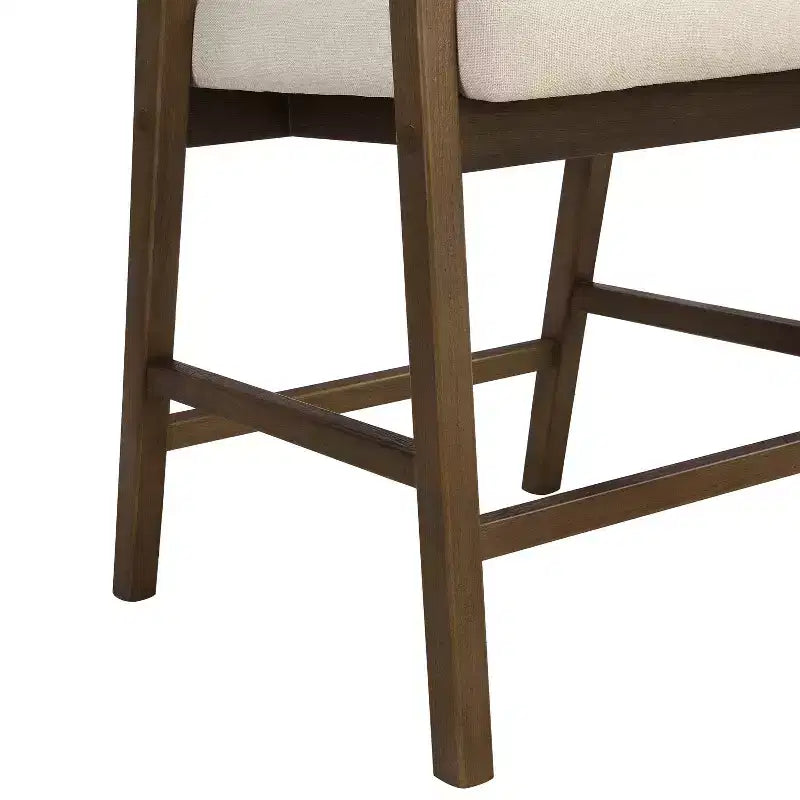 Sgabelli da bar Austin in legno di Hevea rivestiti con schienale curvo in canna ad altezza bancone noce/beige
