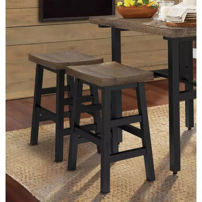 Sgabello da bar Pomona ad altezza bancone da 26" con gambe in metallo marroni