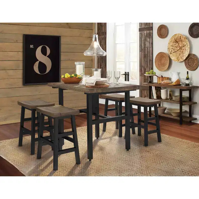 Sgabello da bar Pomona ad altezza bancone da 26" con gambe in metallo marroni