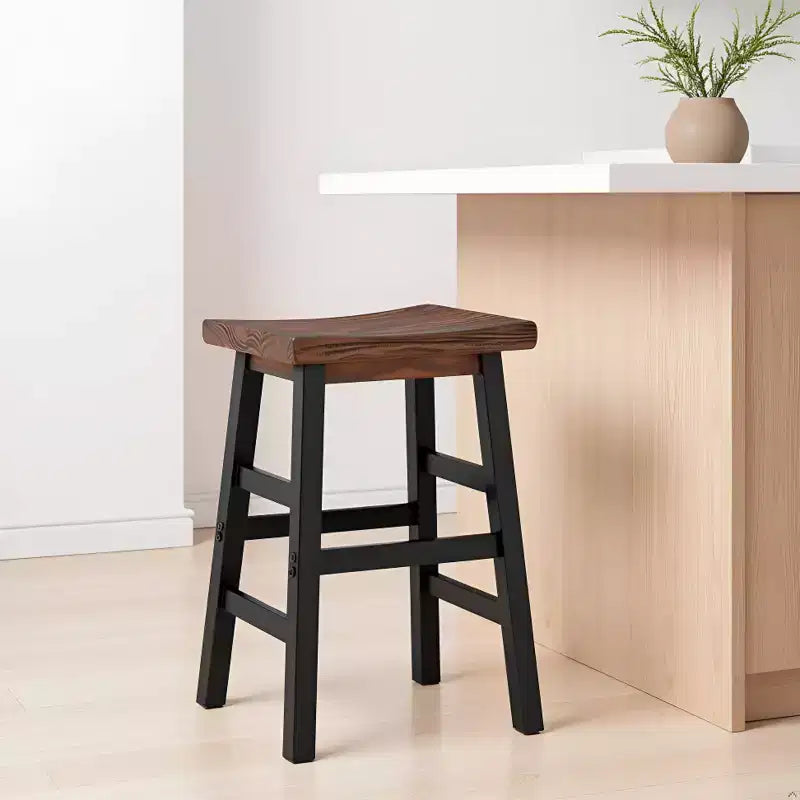 Sgabello da bar Pomona ad altezza bancone da 26" con gambe in metallo marroni