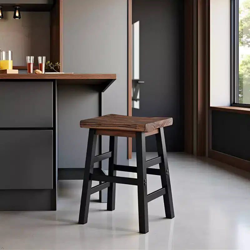 Sgabello da bar Pomona ad altezza bancone da 26" con gambe in metallo marroni