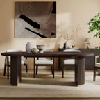 Tavolo da pranzo moderno minimalista ovale Damian 88" 6 posti con base a doppio piedistallo espresso