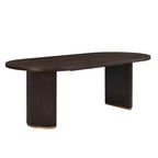Tavolo da pranzo moderno minimalista ovale Damian 88" 6 posti con base a doppio piedistallo espresso