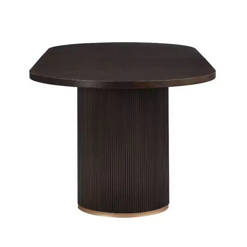 Tavolo da pranzo moderno minimalista ovale Damian 88" 6 posti con base a doppio piedistallo espresso