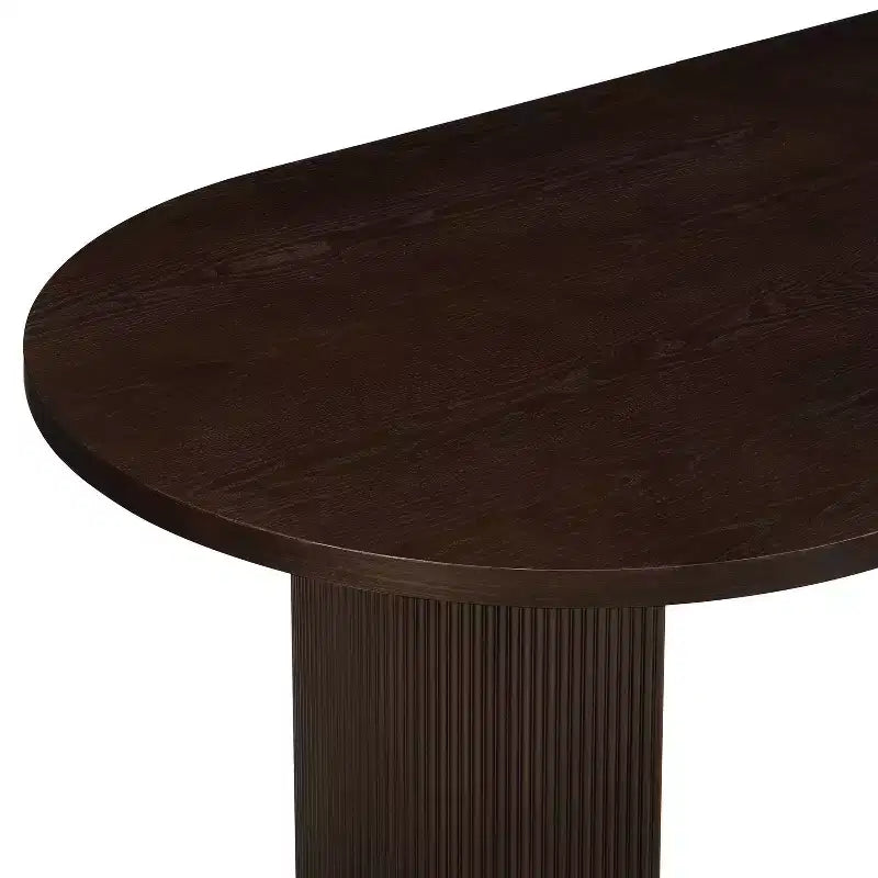 Tavolo da pranzo moderno minimalista ovale Damian 88" 6 posti con base a doppio piedistallo espresso